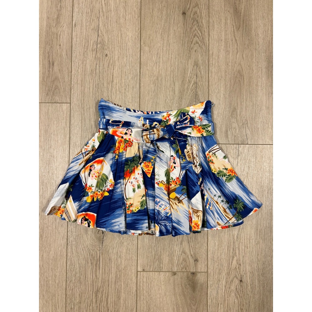 Ralph‎ Lauren Girls Blue Tropical Hawaiian Hula Print Flared Skirt 8 313065763